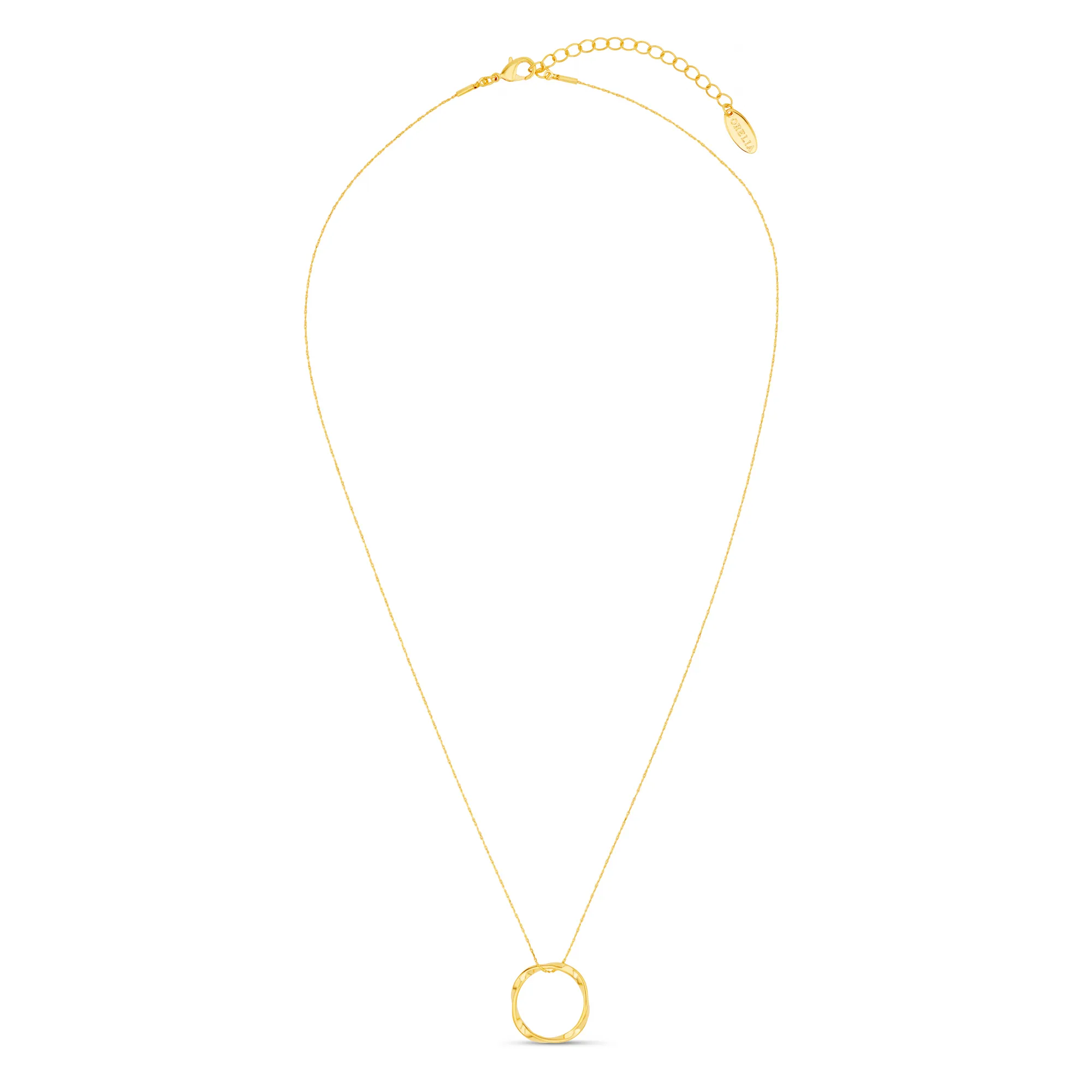 Open Circle Mid Length Necklace - Gold