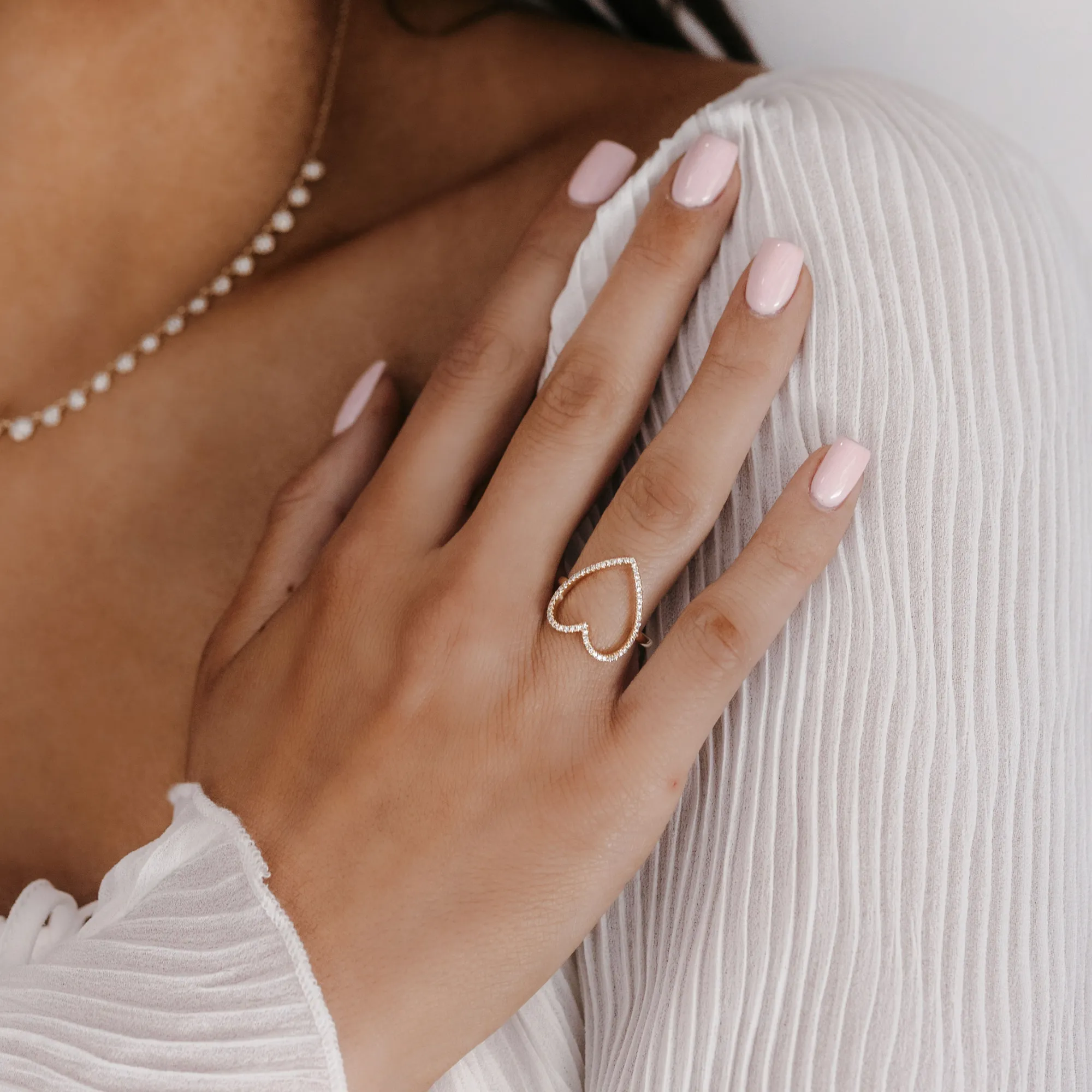 Open Heart Diamond Ring