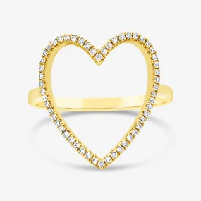 Open Heart Diamond Ring
