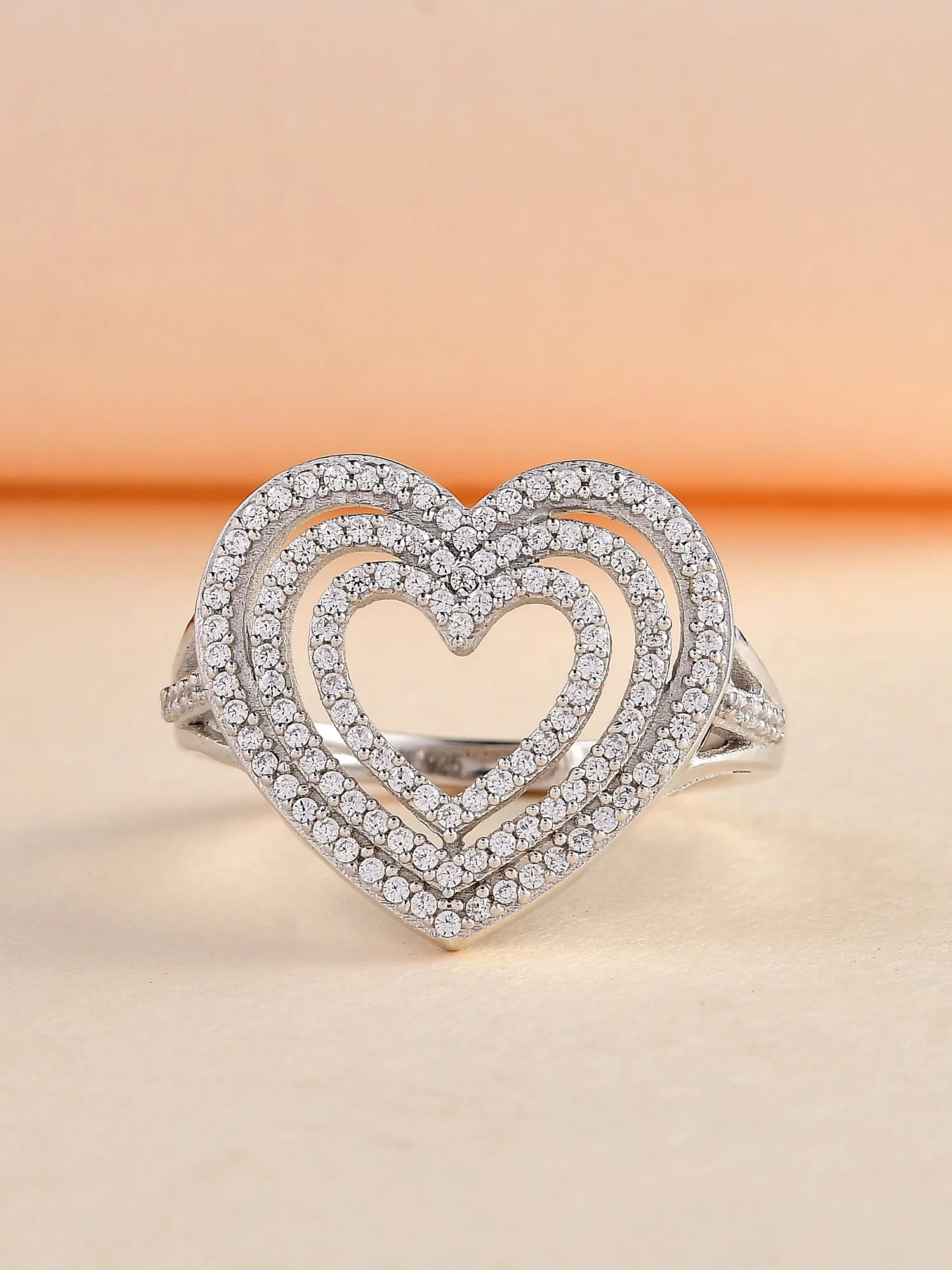 Elegant Open Heart Ring for Women – Dazzling Sterling Silver & Heart-Shaped Design, Perfect Gift for Anniversary and Valentines Day