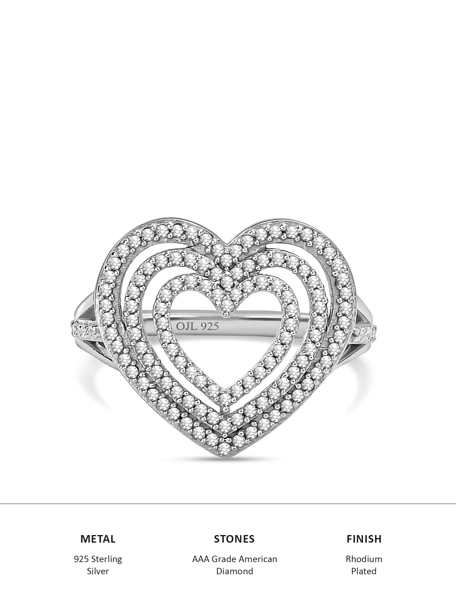 Elegant Open Heart Ring for Women – Dazzling Sterling Silver & Heart-Shaped Design, Perfect Gift for Anniversary and Valentines Day