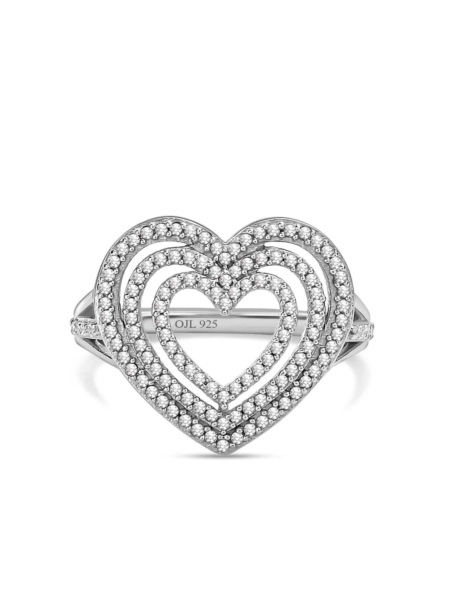 Elegant Open Heart Ring for Women – Dazzling Sterling Silver & Heart-Shaped Design, Perfect Gift for Anniversary and Valentines Day