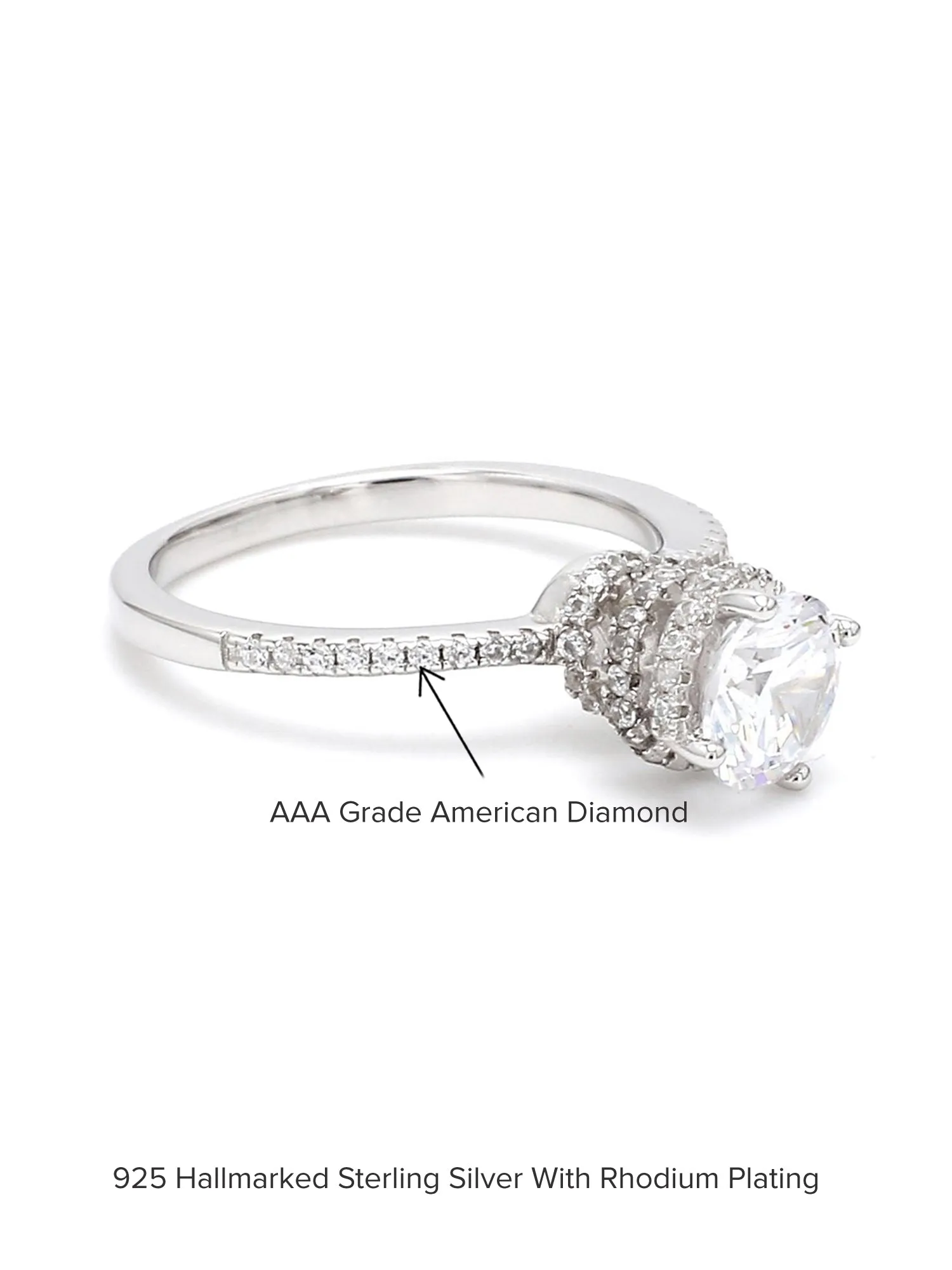 Ornate Solitaire Engagement Ring In 1 Carat American Diamond