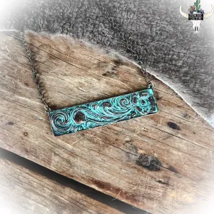 Patina Flower Bar Necklace