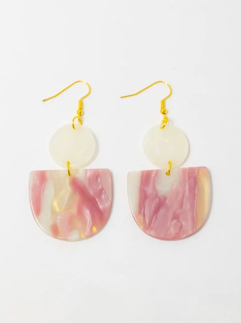Pink Marble Earrings