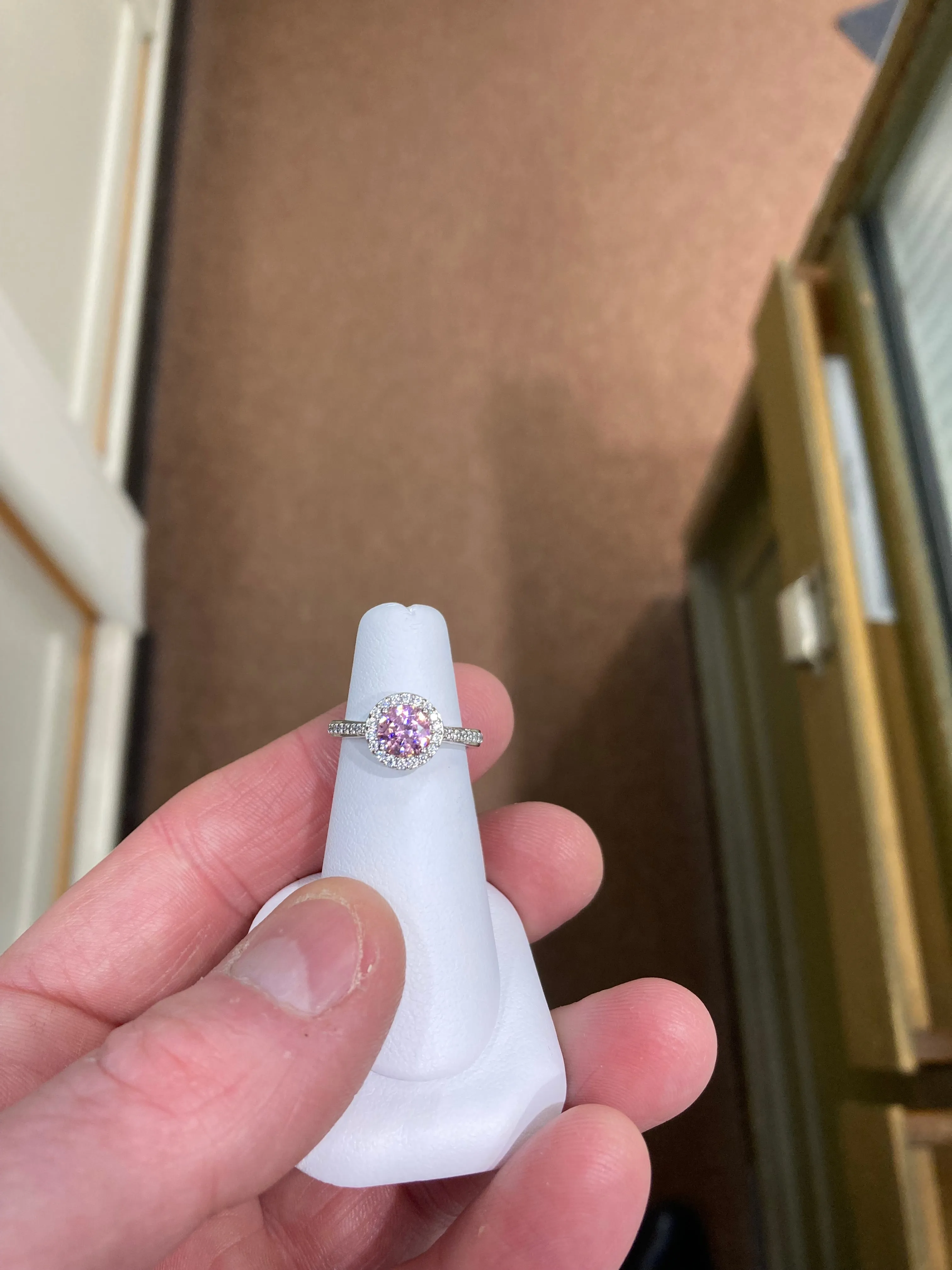 Pink Swarovski Zironia Silver Ring