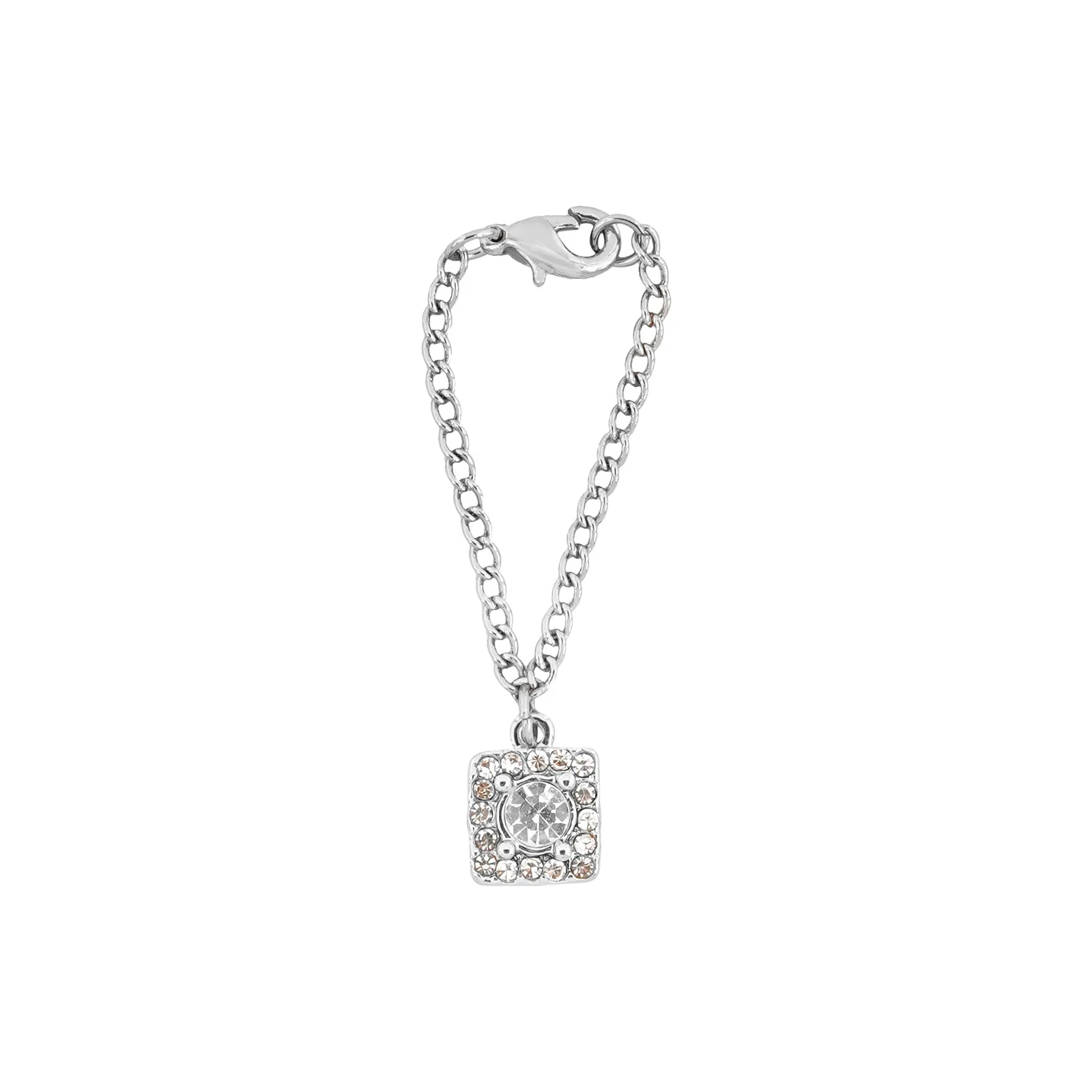 Quad Rhinestone Silver Watch Charm