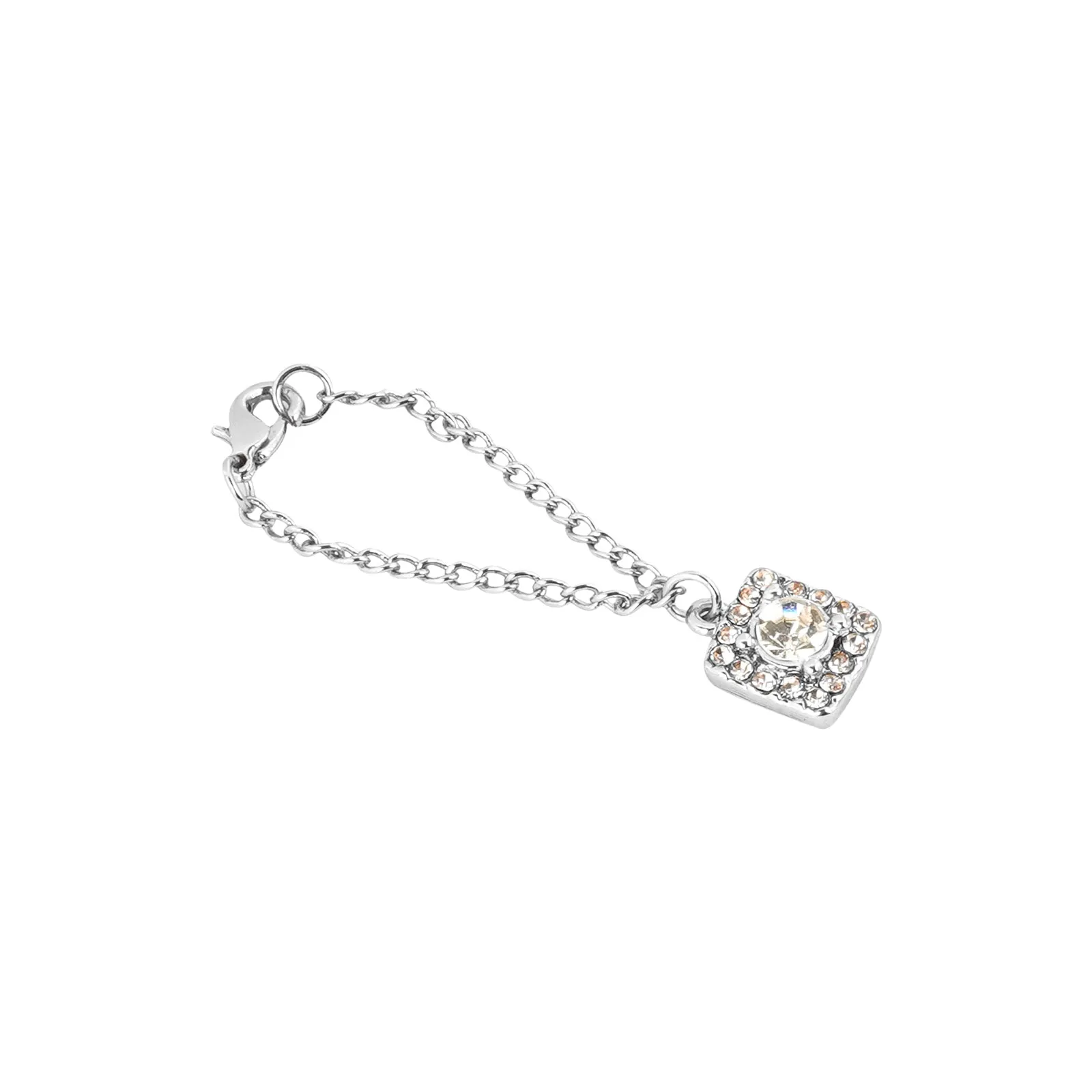 Quad Rhinestone Silver Watch Charm