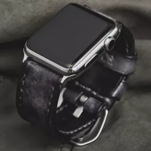"Camouflage" Hand-dyed Cowhide Leather Strap, Stone Grey | Apple Watch
