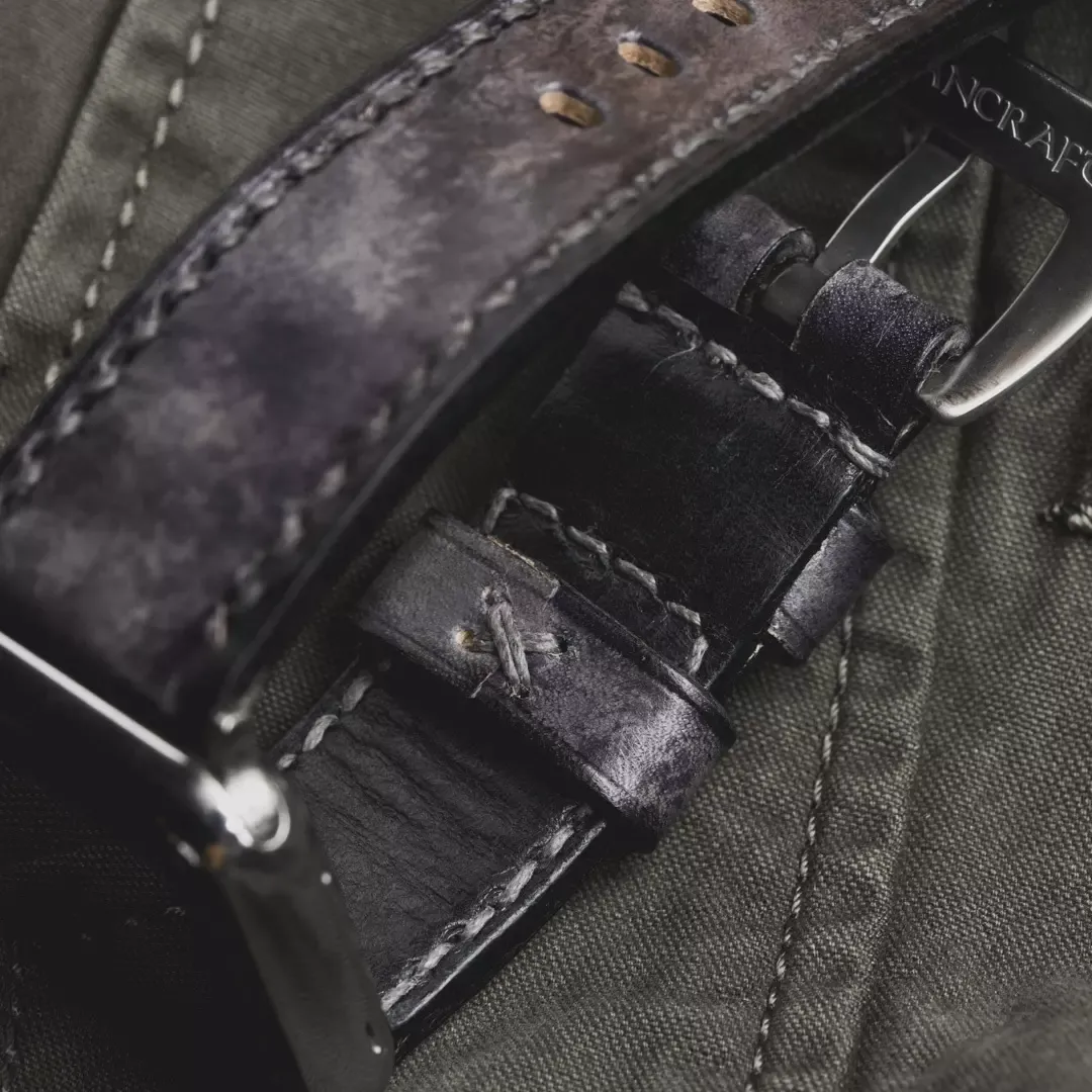 "Camouflage" Hand-dyed Cowhide Leather Strap, Stone Grey | Apple Watch