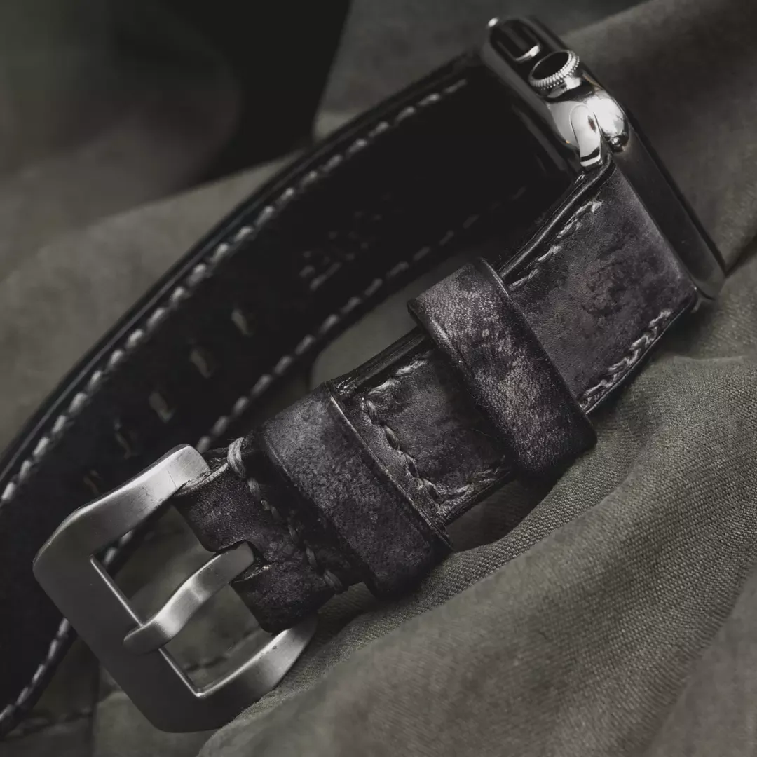 "Camouflage" Hand-dyed Cowhide Leather Strap, Stone Grey | Apple Watch