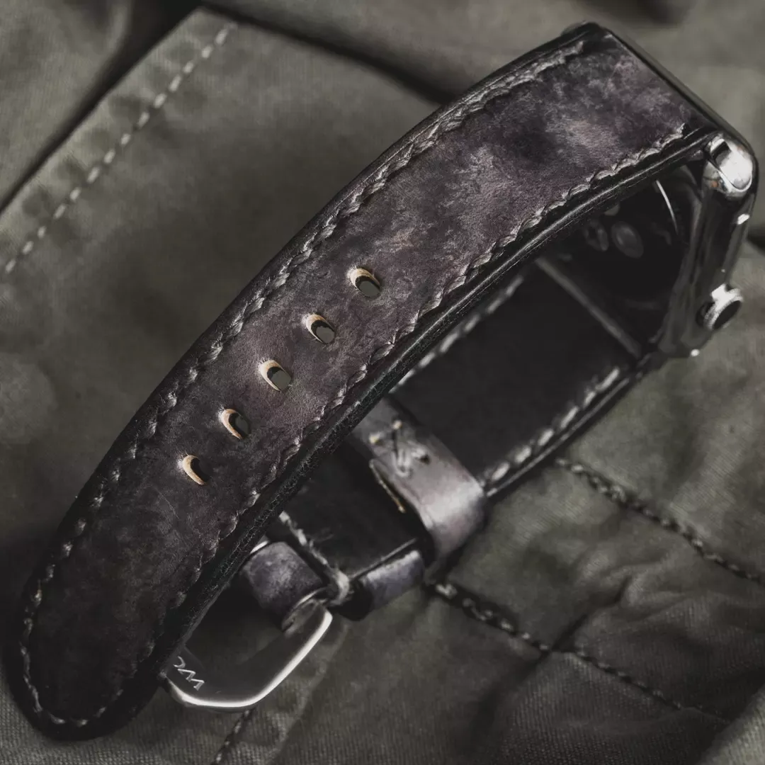 "Camouflage" Hand-dyed Cowhide Leather Strap, Stone Grey | Apple Watch