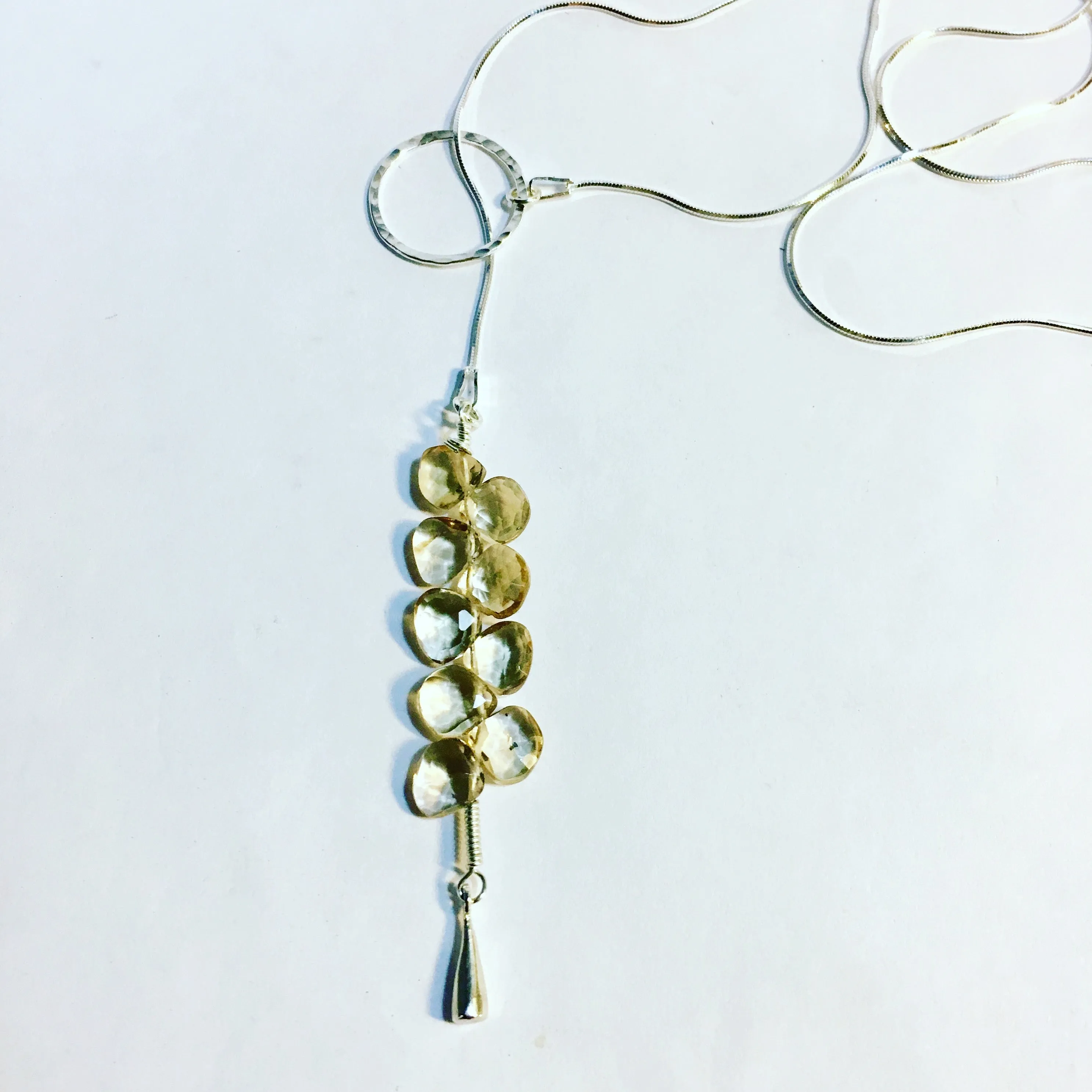 Raindrop lariat in gemstones