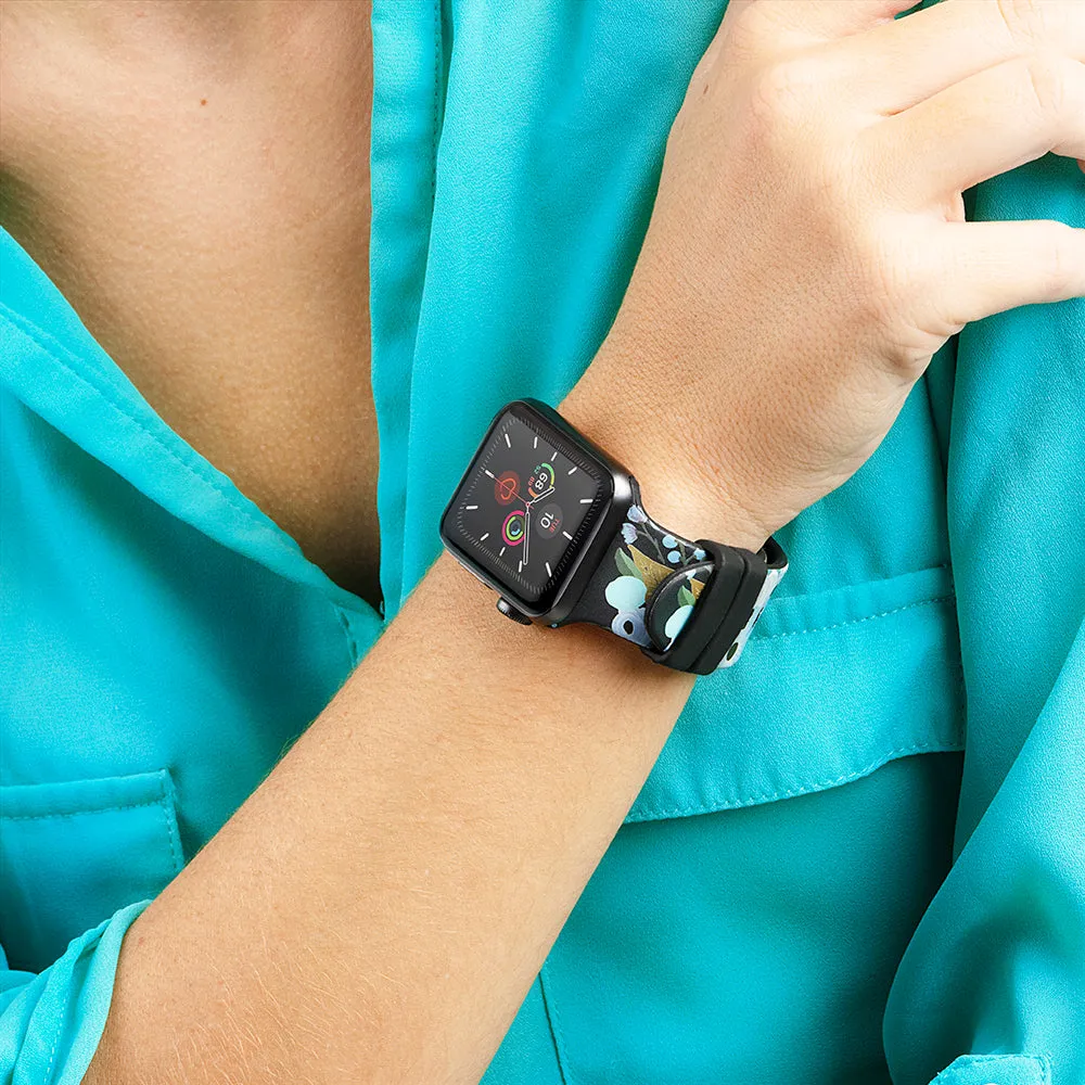 RIFLE PAPER CO. Apple Watch 42-44mm Band Series 1-8 & SE - Garden Party Blue (Apple Watch sold separately)