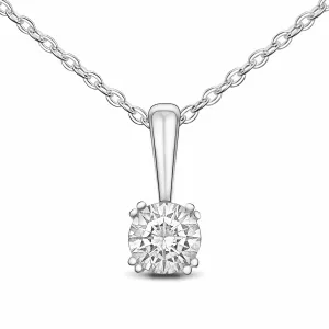 Round Cubic Zirconia Solitaire Necklace Silver