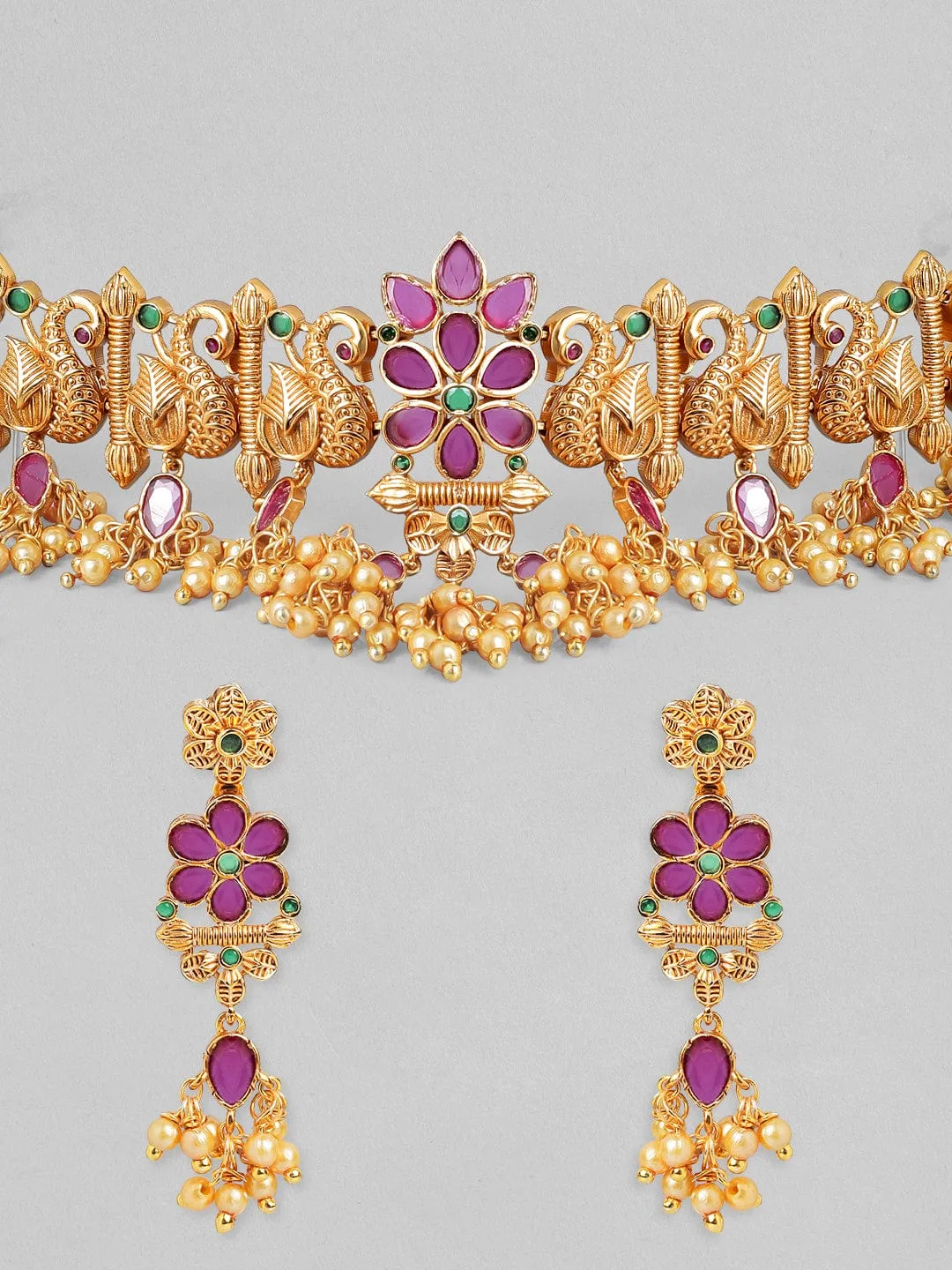 Rubans 24K Gold Plated Handcrafted Intricate Work Choker Set