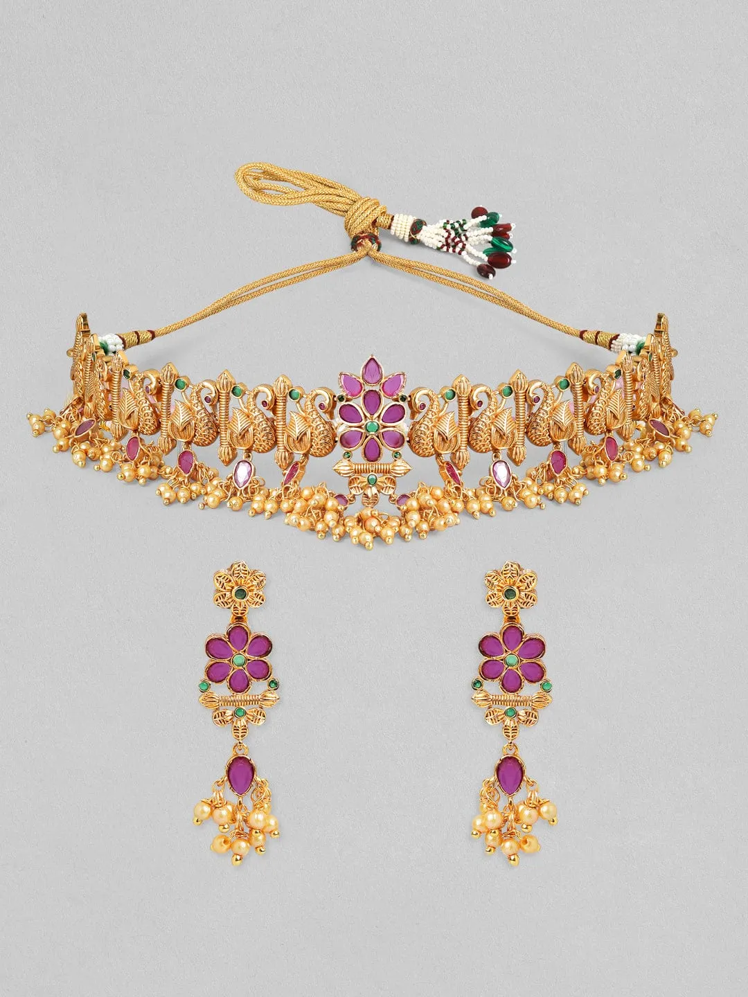 Rubans 24K Gold Plated Handcrafted Intricate Work Choker Set