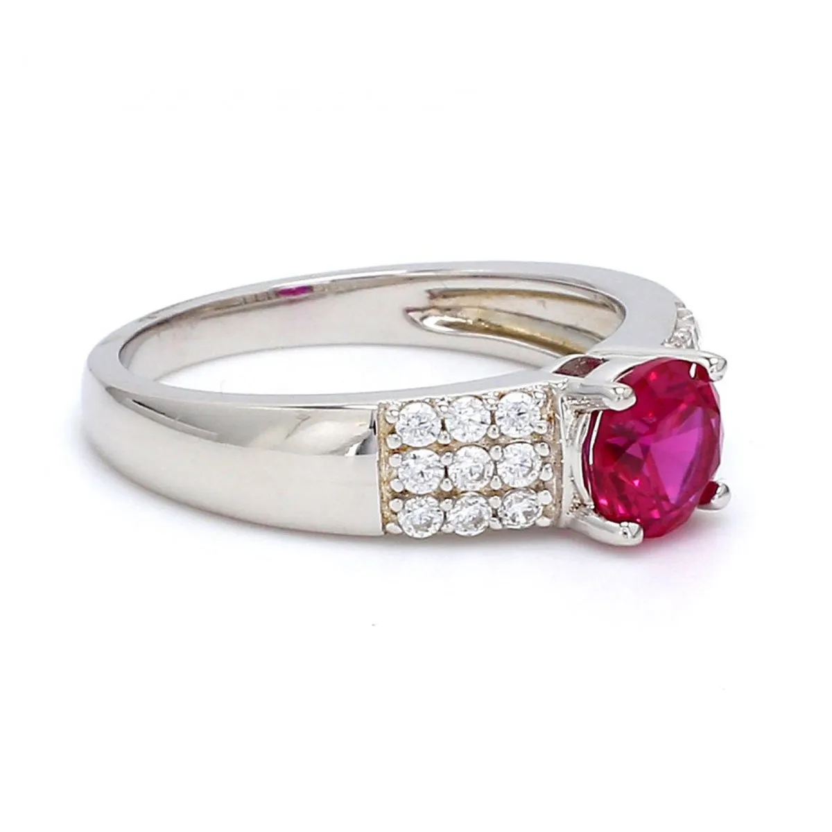 Rubeena Red Ruby Ring - 925 Sterling Silver, Elegant Design