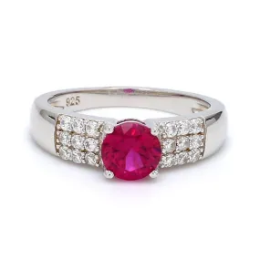 Rubeena Red Ruby Ring - 925 Sterling Silver, Elegant Design