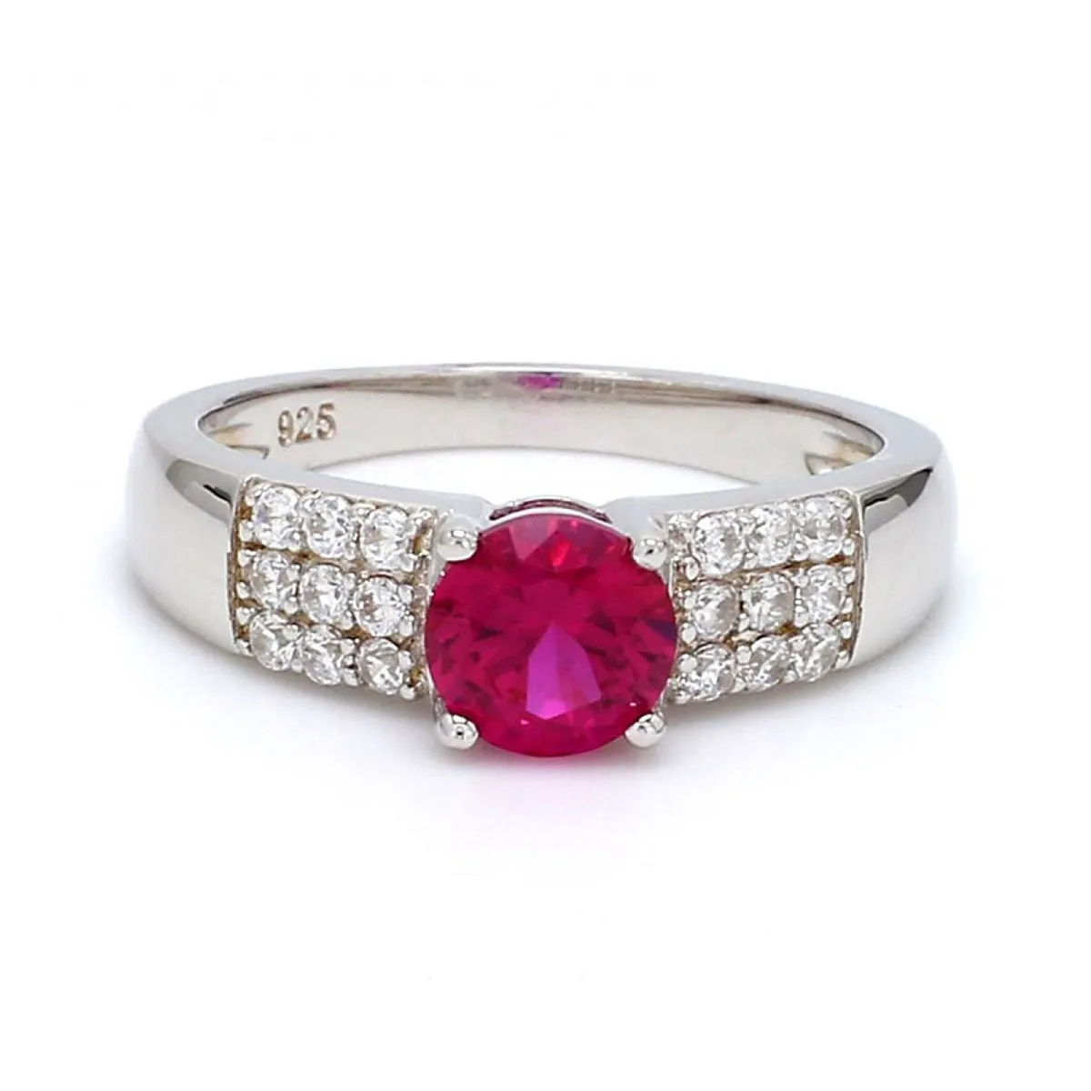 Rubeena Red Ruby Ring - 925 Sterling Silver, Elegant Design