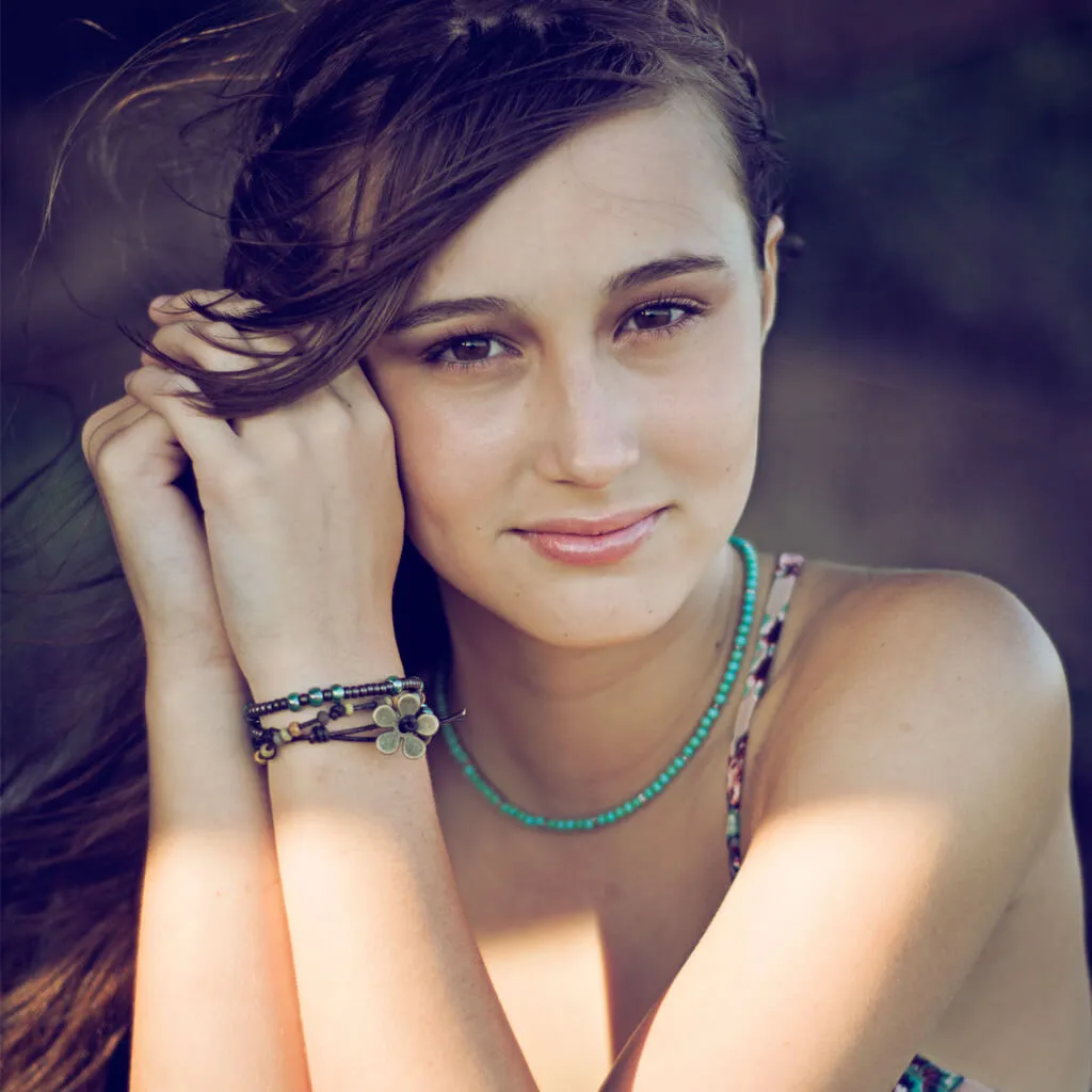 rustic daisy // boho beaded leather wrap bracelet or choker