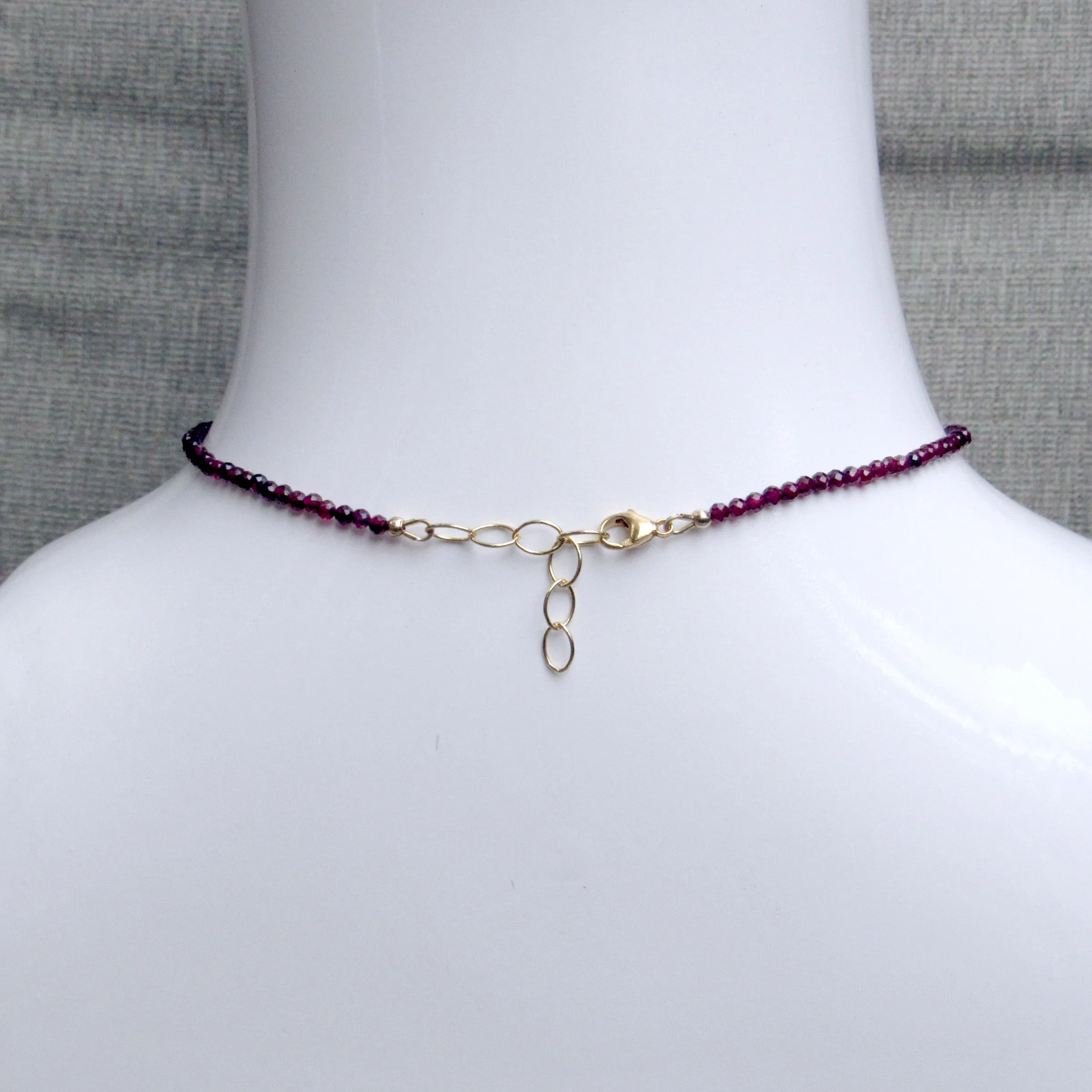 Rutilated Gold Gemstone w/ 14 Kt, and Garnet Gemstone Necklace