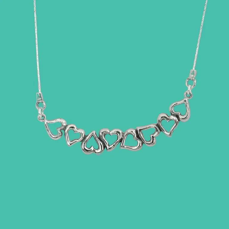 Silver chain with hearts. Necklaces for women.