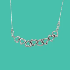 Silver chain with hearts. Necklaces for women.