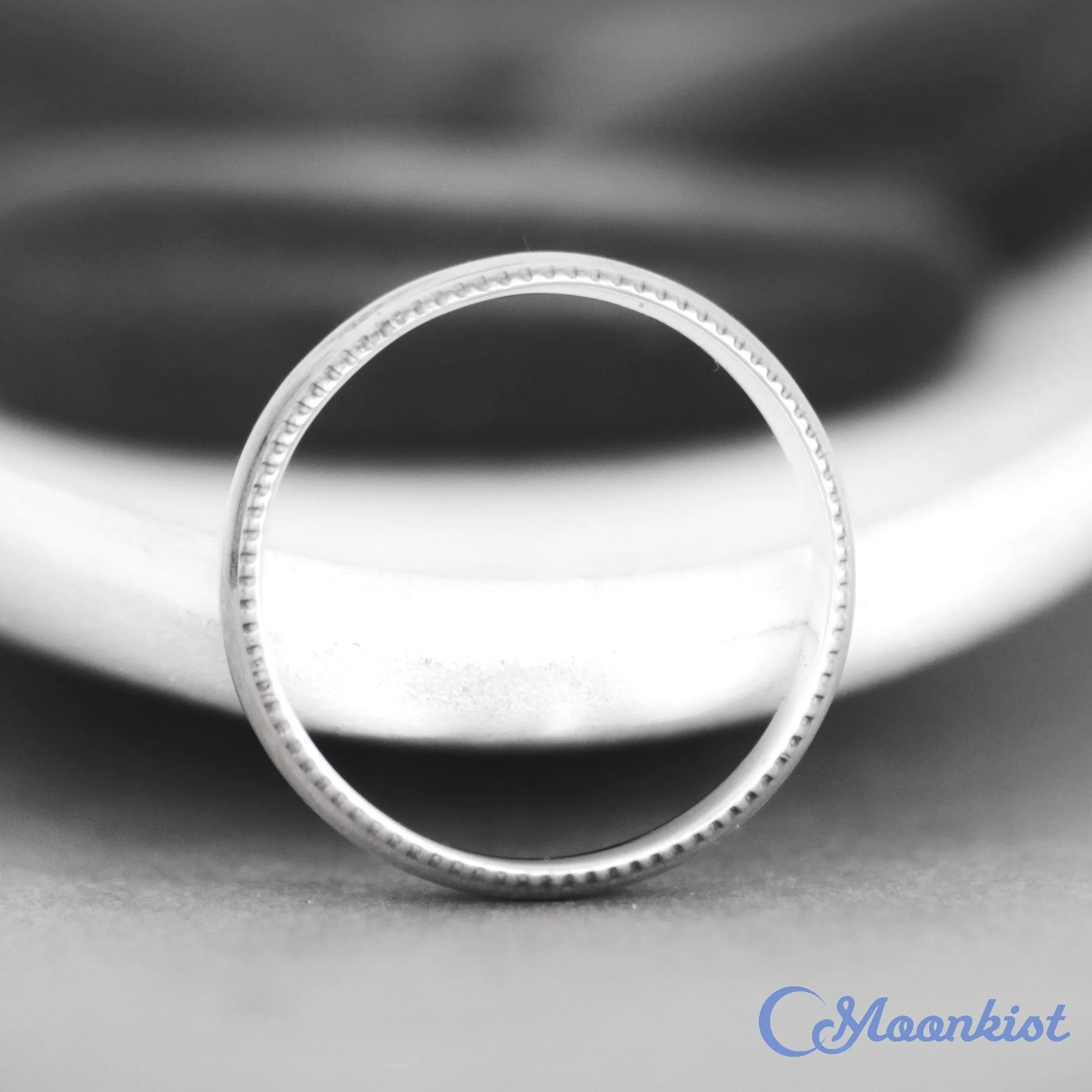 Silver Classic Milgrain Mens Wedding Band | Moonkist Designs