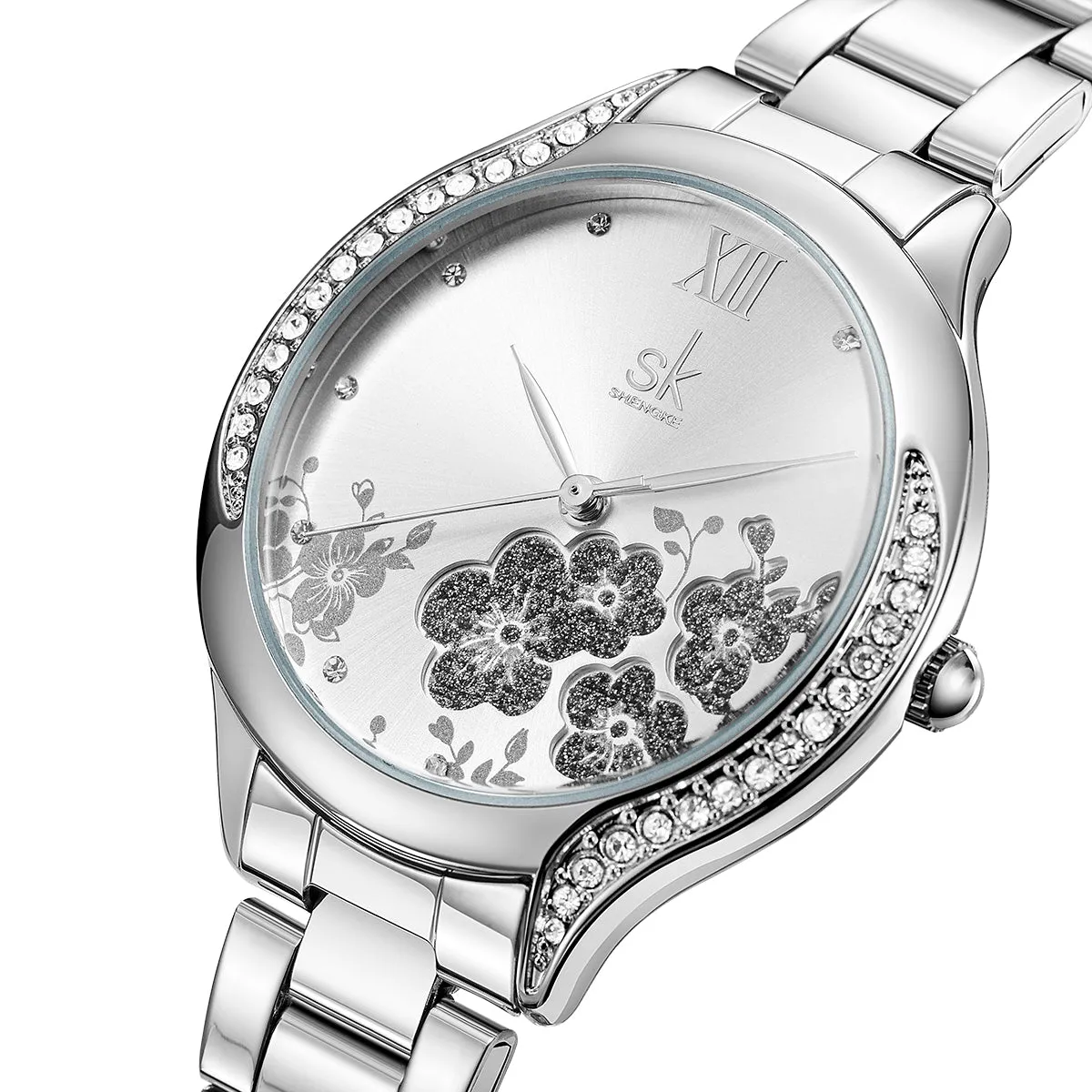 Elegant SK Lady Wristwatch - Black, Rose Gold, Silver Accents