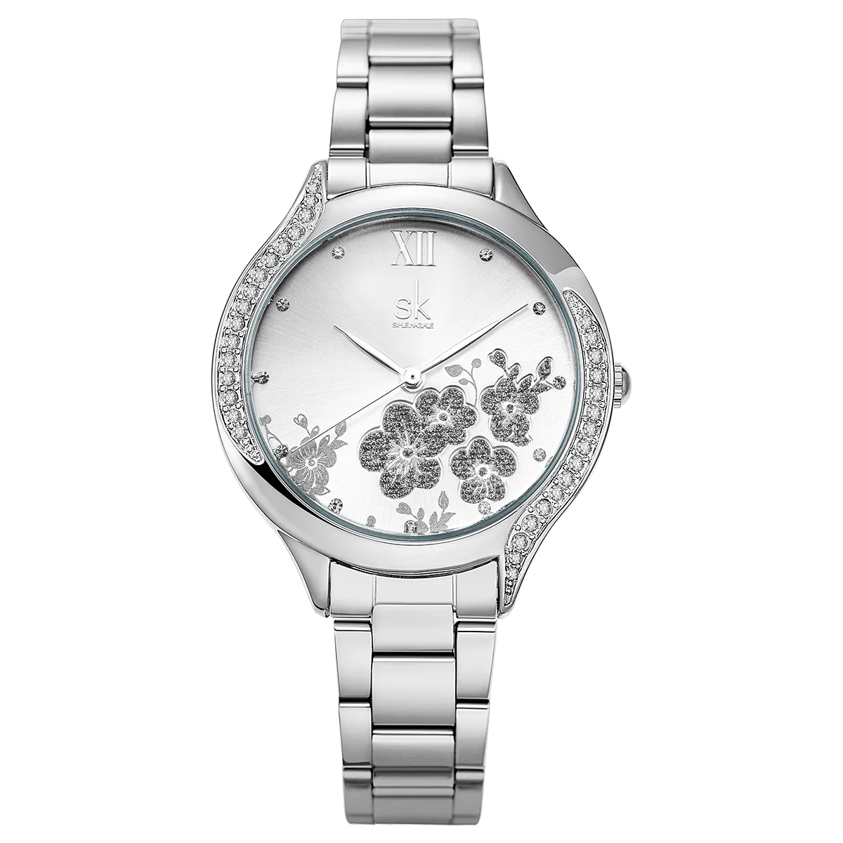 Elegant SK Lady Wristwatch - Black, Rose Gold, Silver Accents