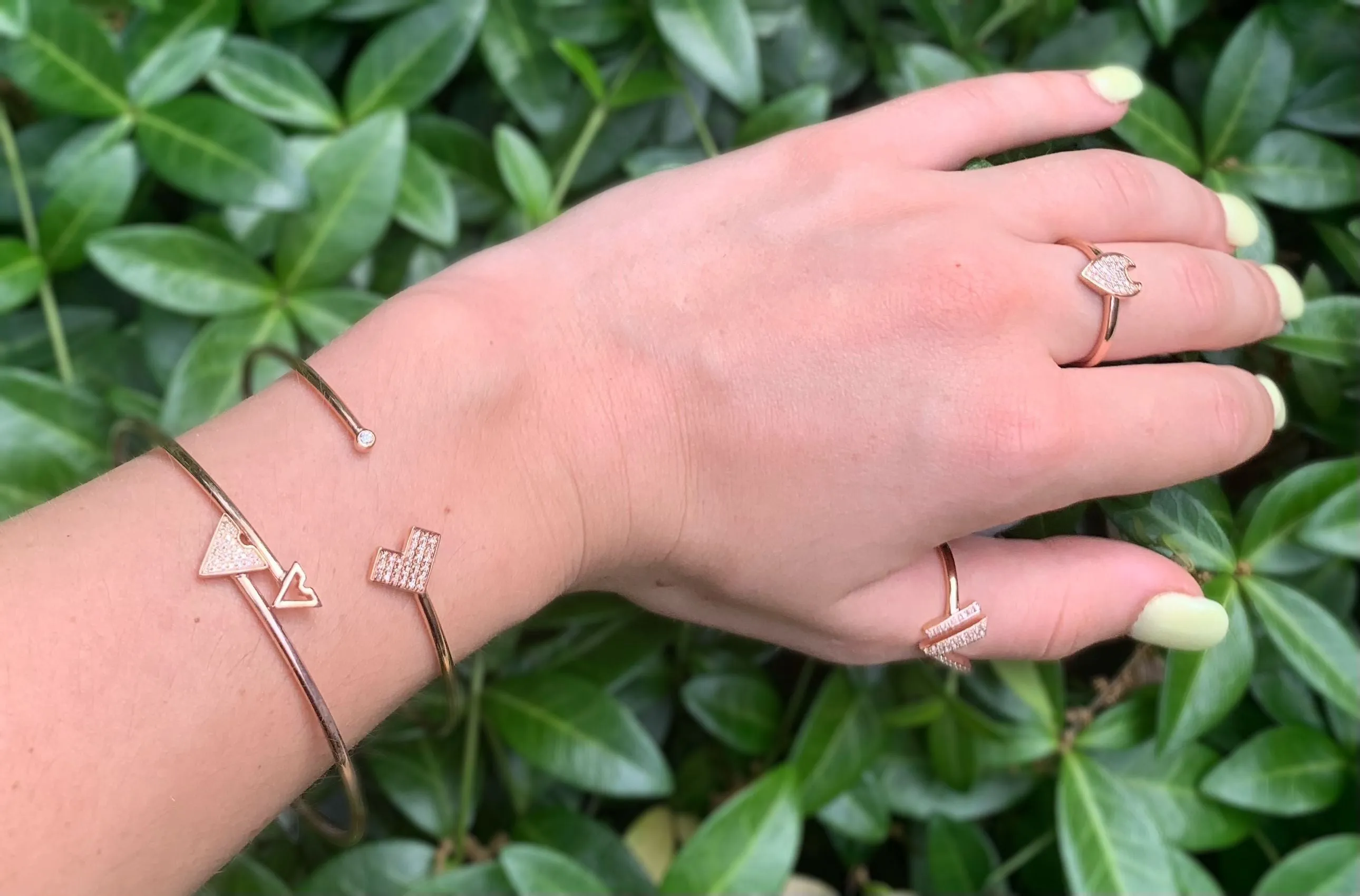 Skyscraper Triangle Roof Adjustable Diamond Bangle in 14K Rose Gold