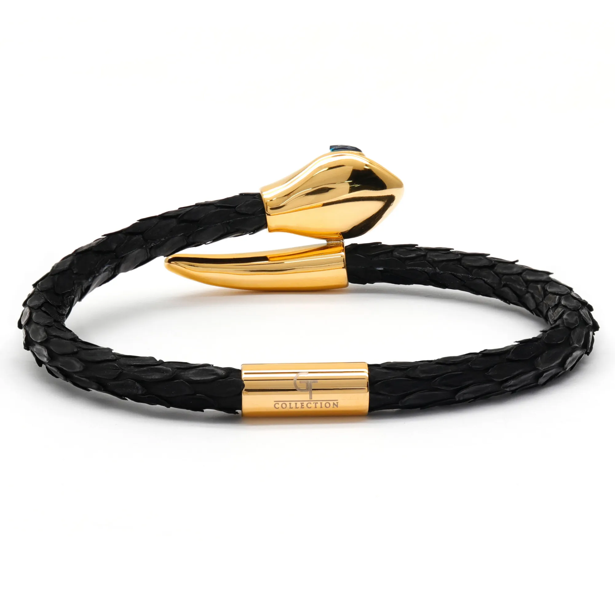Snake Head Bracelet - Black Python with Zircon Diamond