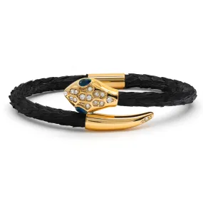Snake Head Bracelet - Black Python with Zircon Diamond