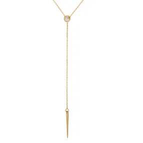 SOLITAIRE & SPIKE LARIAT NECKLACE 14K