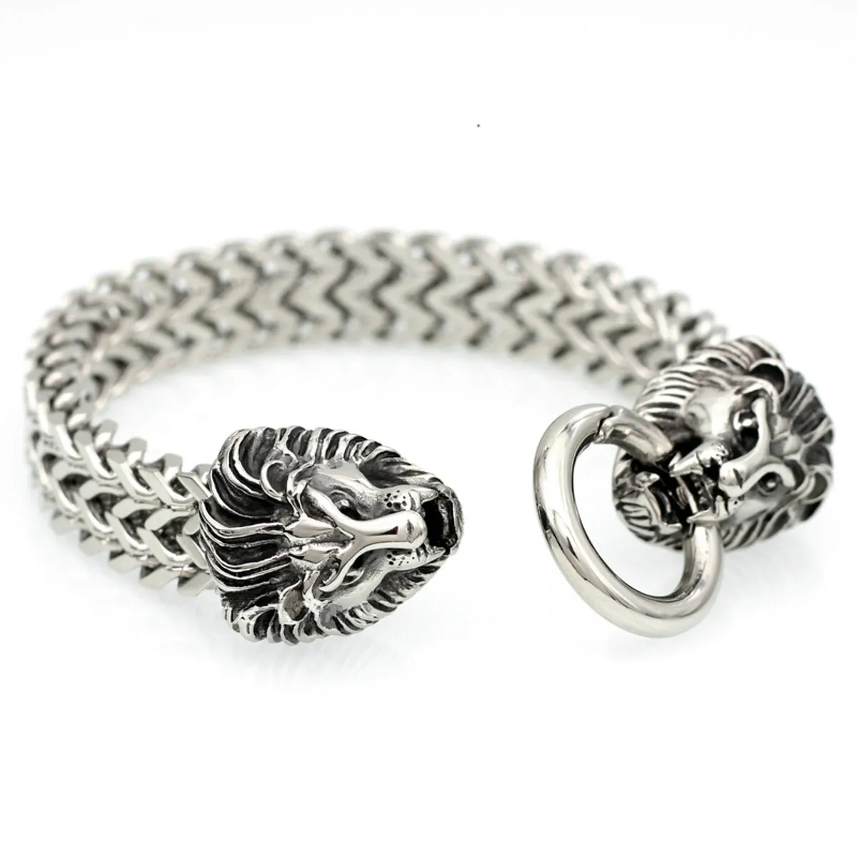 Stainless Steel Double Lions Franco Link Bracelet