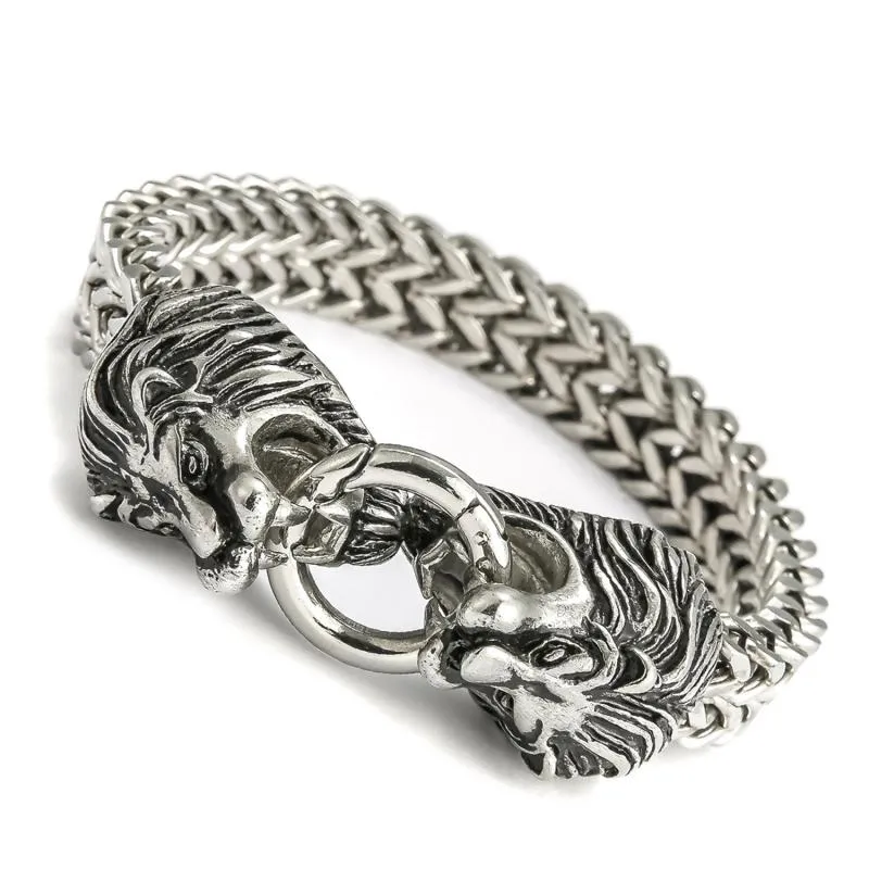 Stainless Steel Double Lions Franco Link Bracelet