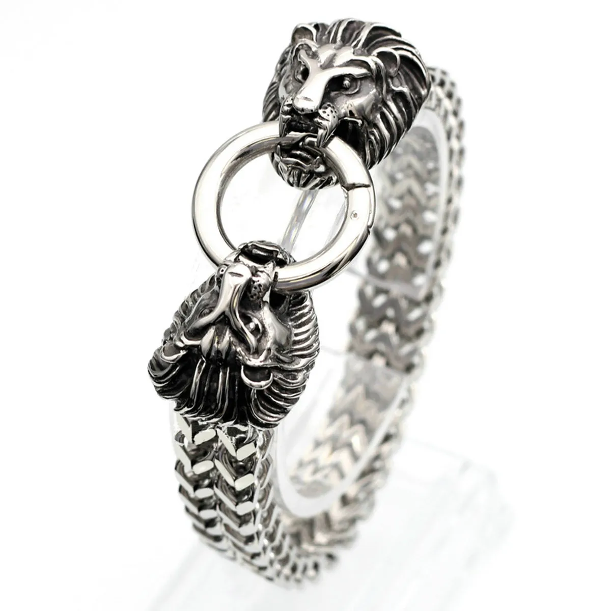 Stainless Steel Double Lions Franco Link Bracelet
