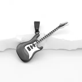 Stainless Steel Guitar Pendant - Black