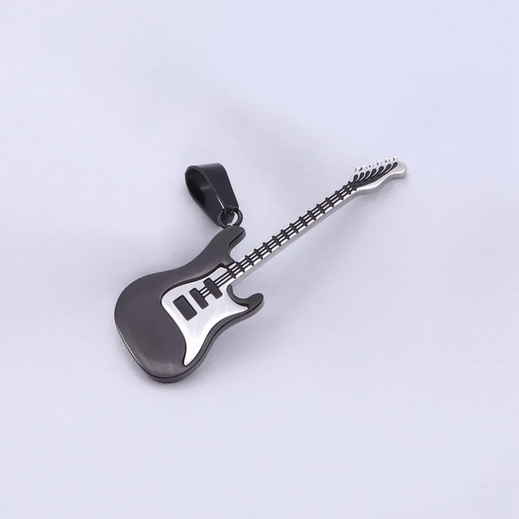 Stainless Steel Guitar Pendant - Black