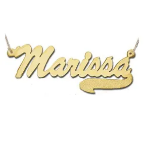 Swirly Tail Gold Nameplate Necklace-Kim Kardashian