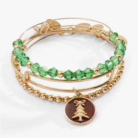 Set of 3 Festive Tartan Christmas Tree Bangles