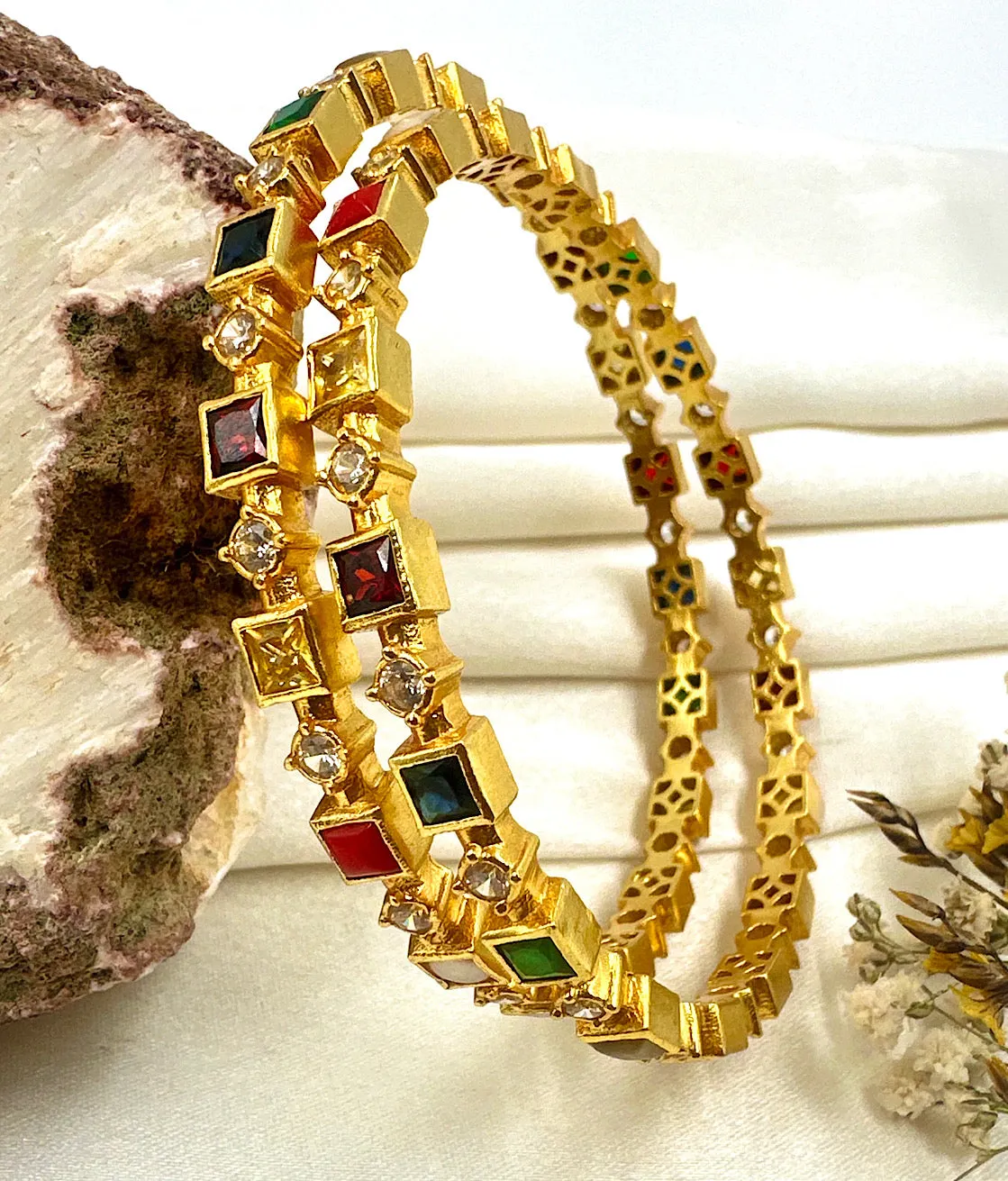 The Silver Navratna Bangle (Size /2.8 )