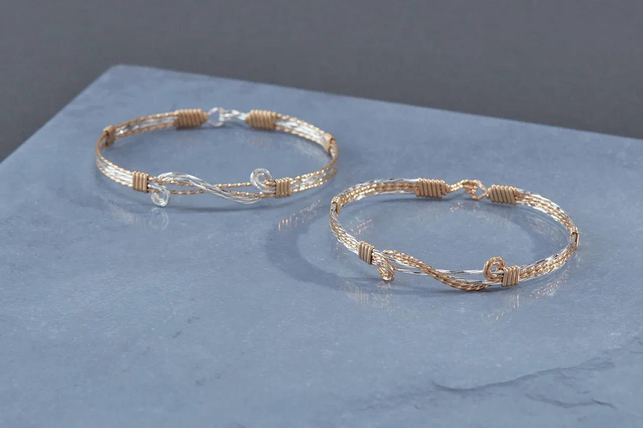 Through The Storm Outer 14K Gold Artist Wire with Mirrored Silver Swirl Bracelet