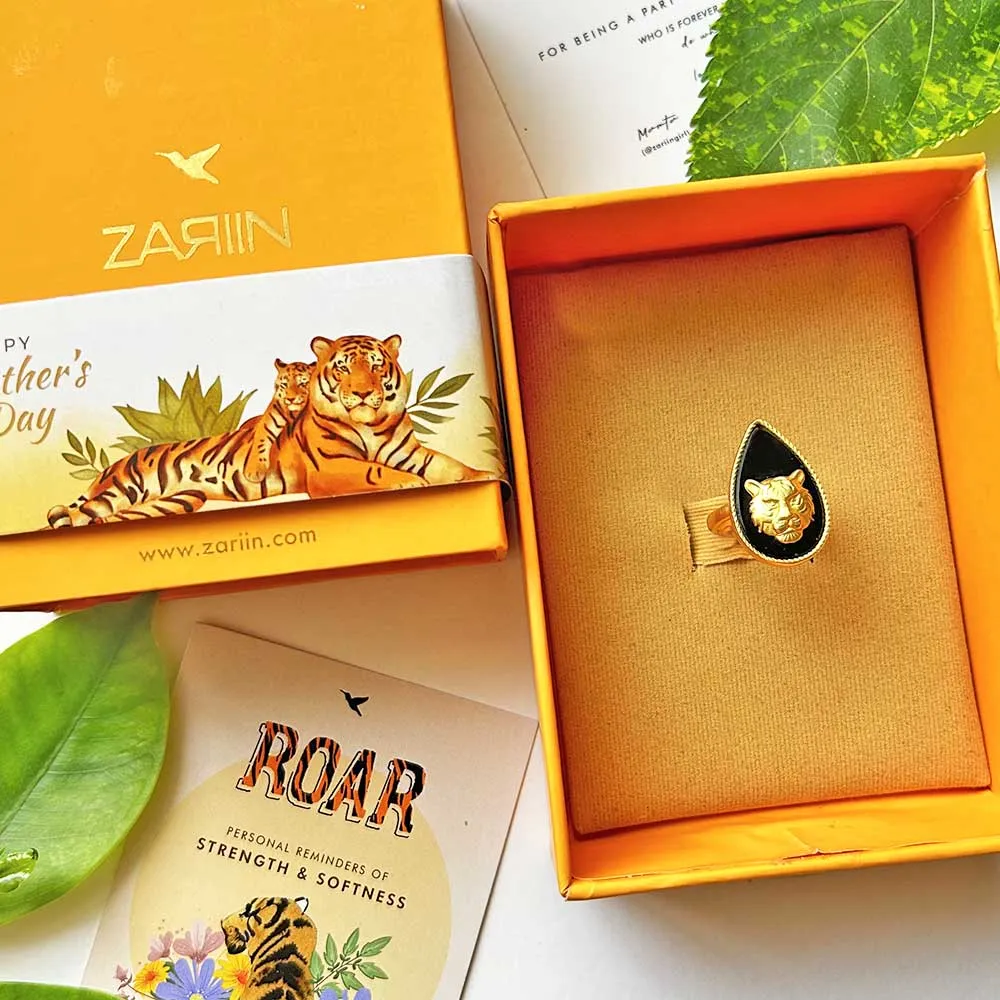 Tigris Charm - Tiger Ring with Black Onyx