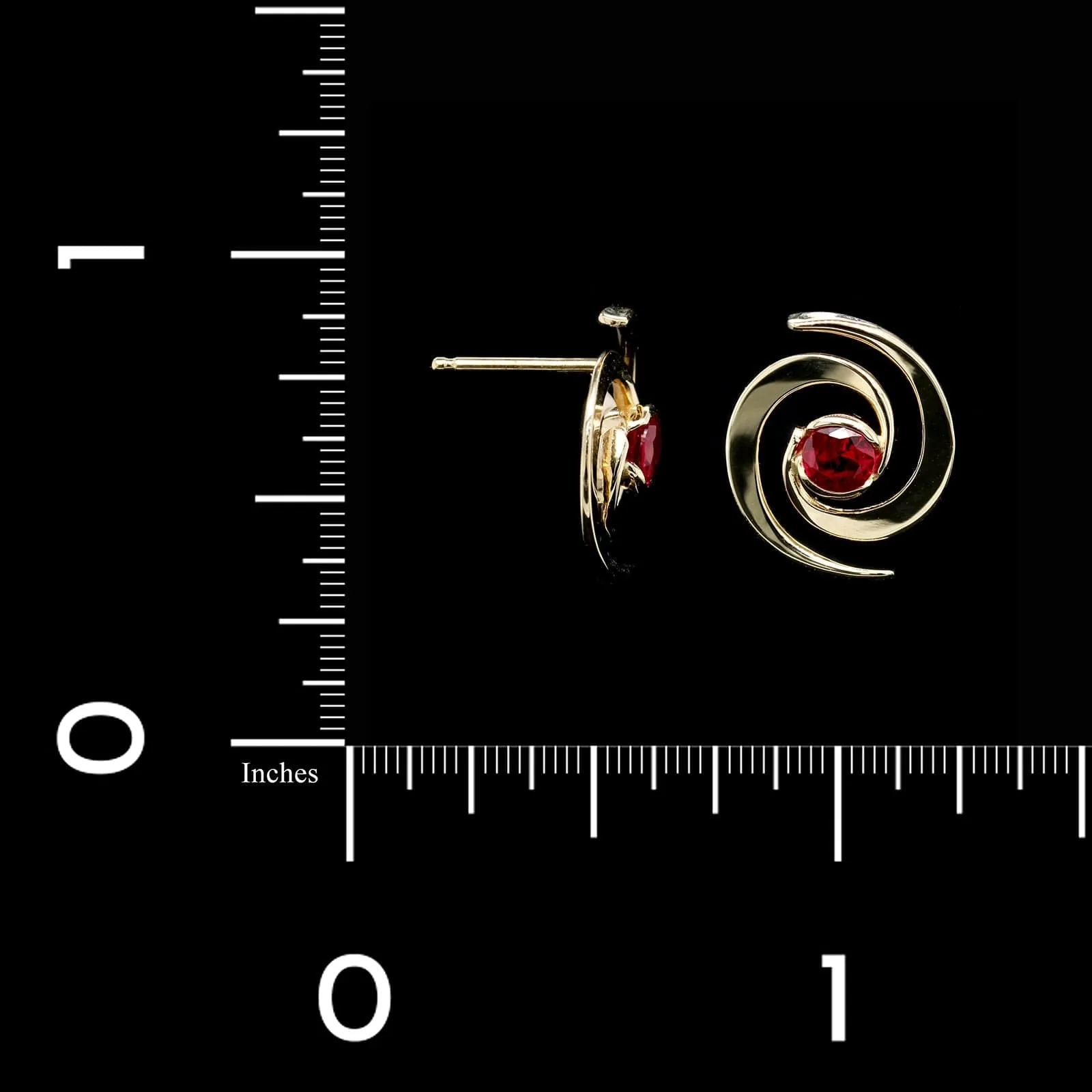 Tom Kruskal 14K Yellow Gold Estate Ruby Whirlpool Earrings