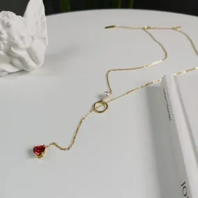 Trend Choker Charms Ruby Necklace - 925 Sterling Silver