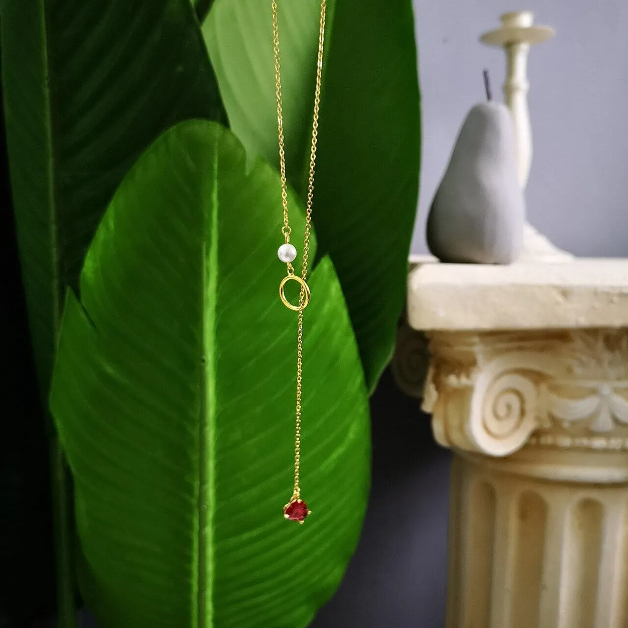 Trend Choker Charms Ruby Necklace - 925 Sterling Silver