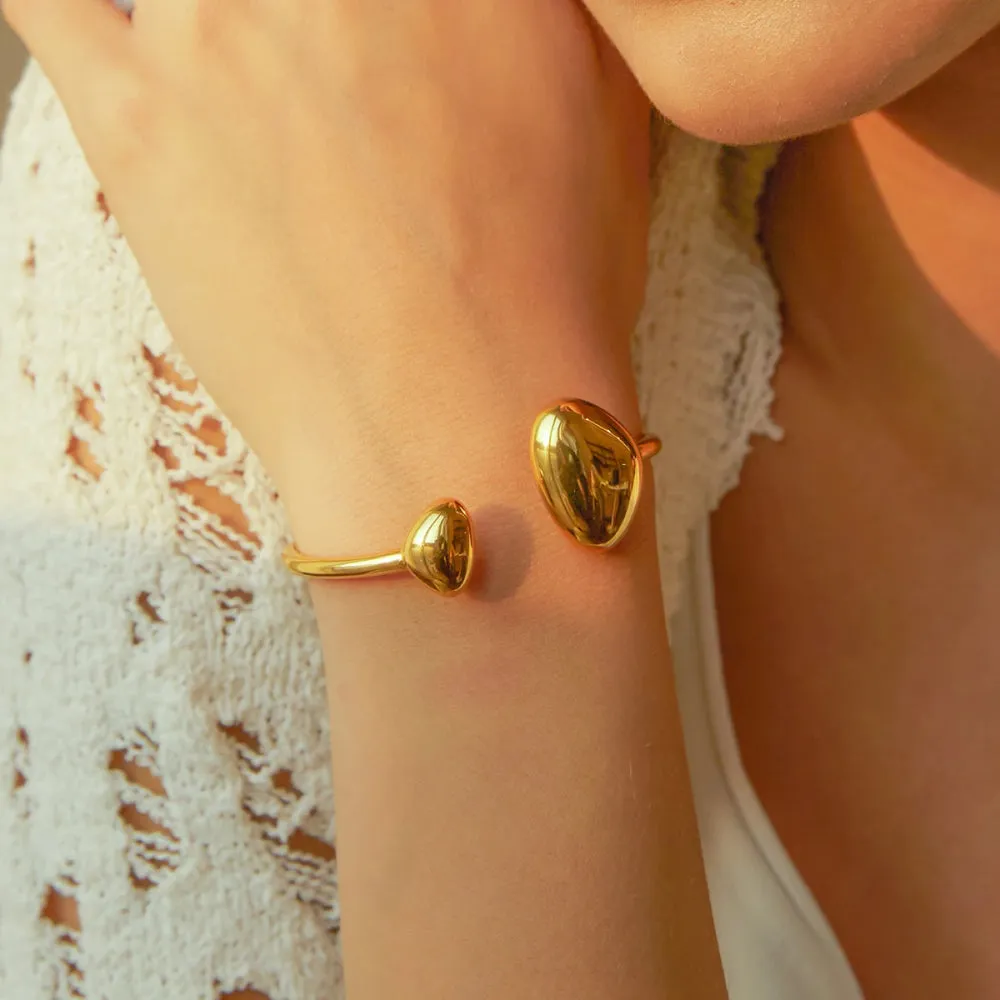 Trendy 18K Gold Plated Irregular Opening Stainless Steel Bangle