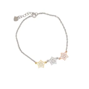 Tri Colored Pave Star Bracelet